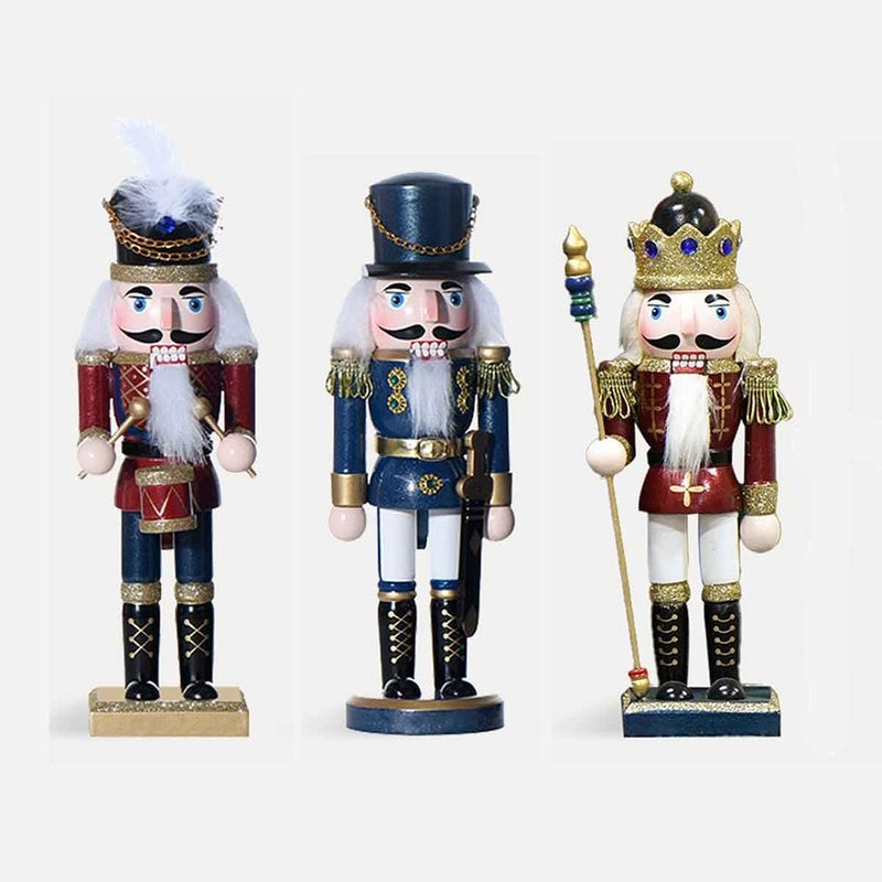 1 Pezzo Schiaccianoci di Natale in Legno Altezza 25cm Serie Rossa e Blu