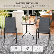 Set da giardino - Grigio - Plastica - 3 Pezzi - Struttura in Metallo