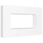 Set Mobili Porta TV 8 pz | Armadietto TV | Mobile Porta TV Bianco in Legno Multistrato