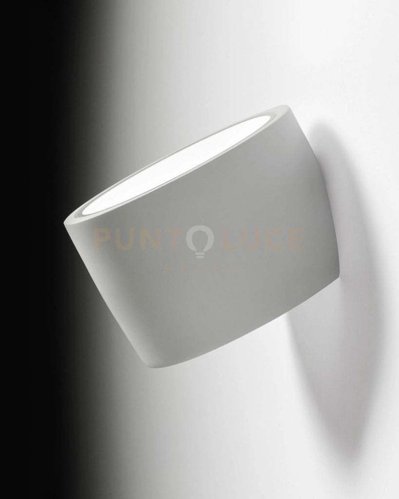 NASSO applique da Parete 1 Luce attacco GX53 Tonda bianco in gesso e alluminio d.12cm  60°
