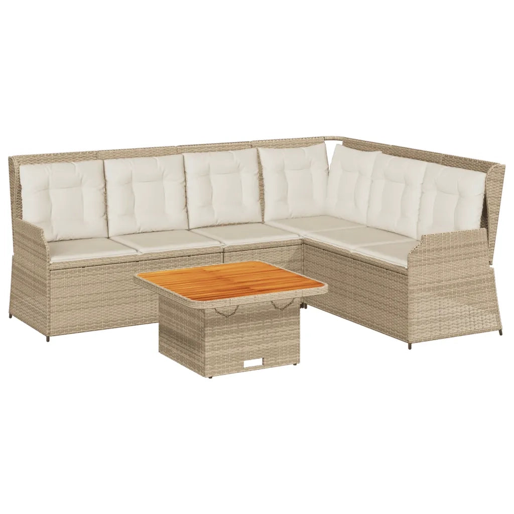 Set Divani da Giardino 5 pz con Cuscini in Polyrattan Beige 3262168