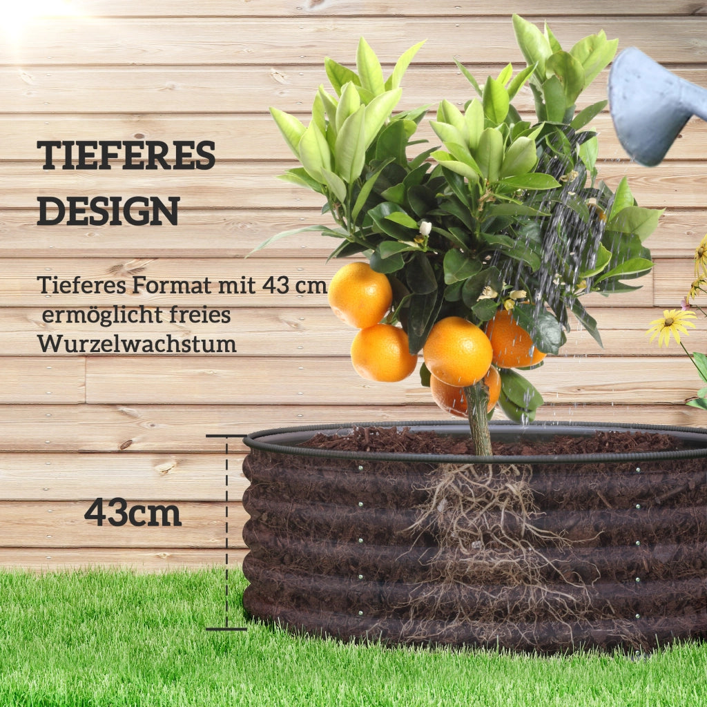 ORTO RIALZATO Ø120x43 cm Acciaio Grigio Scuro con guanti da giardinaggio