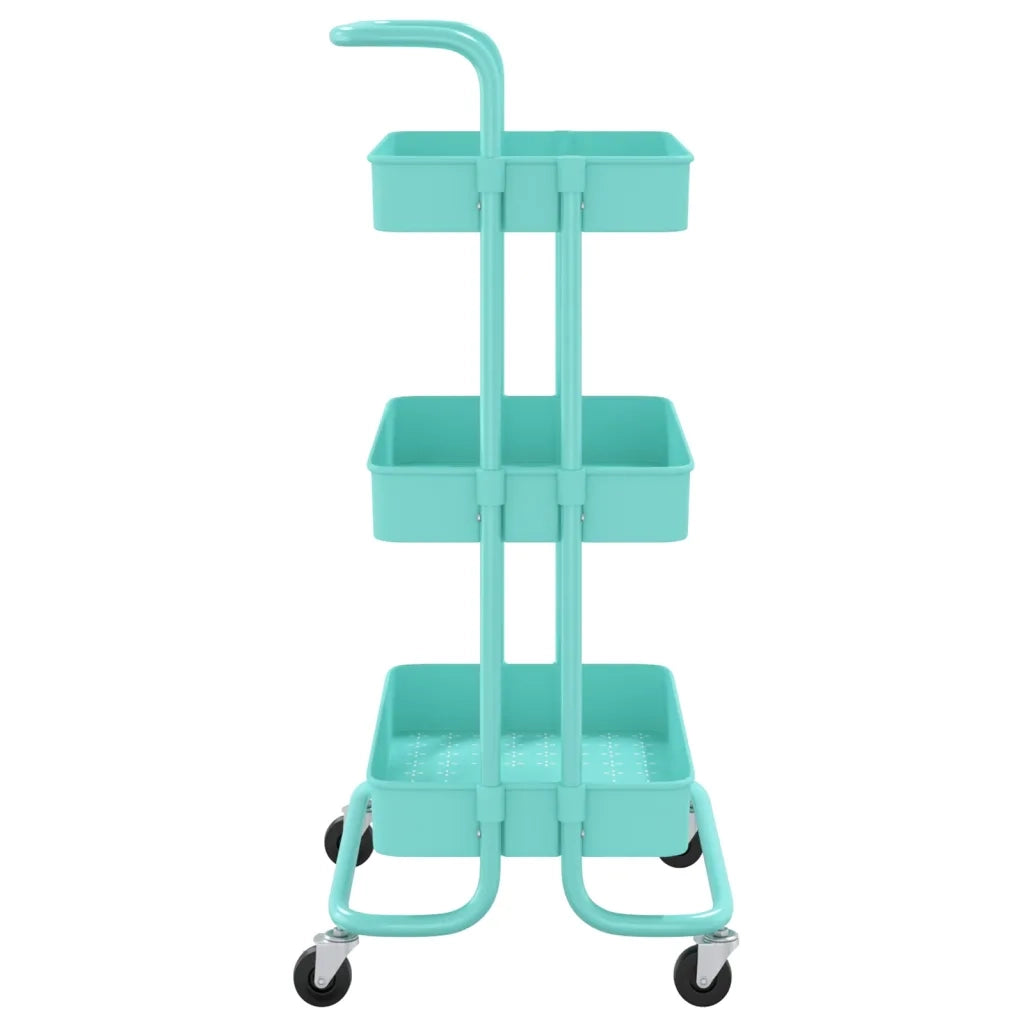 Carrello da Cucina 3 Ripiani Turchese 42x25x83,5 cm Ferro e ABS cod mxl 63669