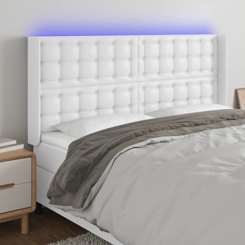 Testiera a LED-Testata con LED Bianco 203x16x118/128 cm in Similpelle 279592