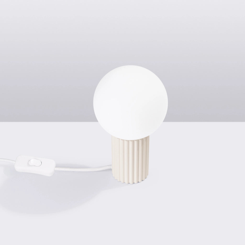 Lampada da tavolo SFERA Pure Lume beige rigata G9 vetro