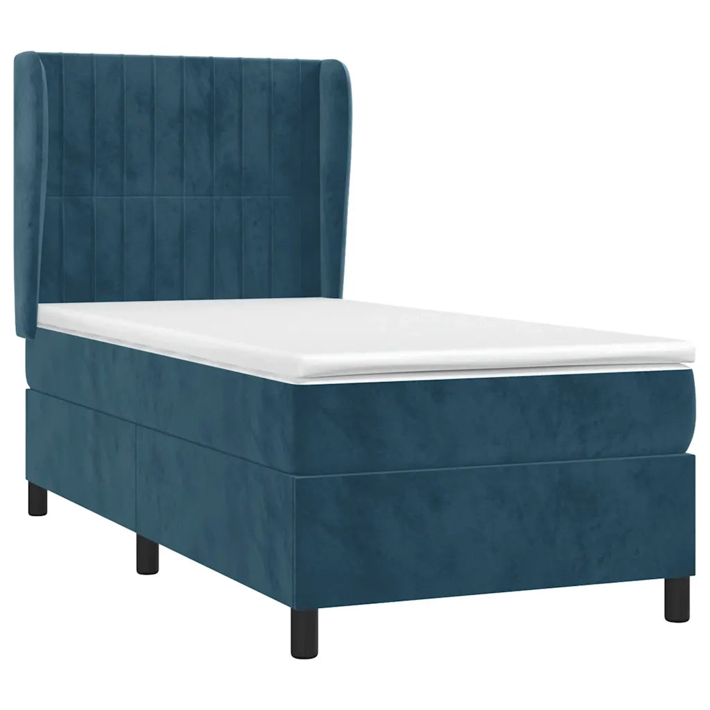 Giroletto a Molle con Materasso Blu Scuro 100x200 cm in Velluto 3129319