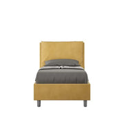 Letto singolo con rete imbottito 80x210 microfibra ocra Antea