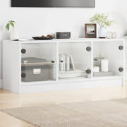Mobile Porta TV con Ante-Mobile per TV-Credenza TV in Vetro Bianco 102x37x42 cm