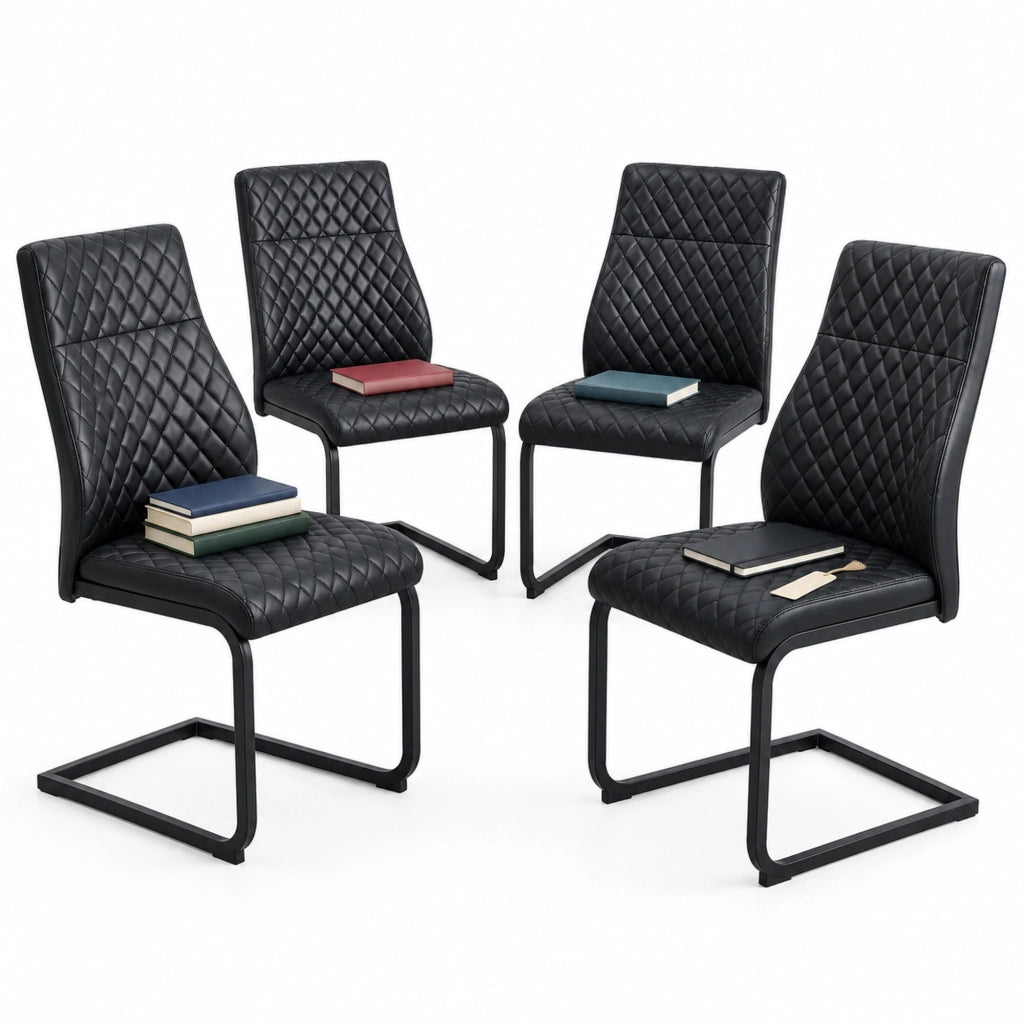 Set tavolo e sedie 107 cm nero MDF metallo 4 posti con vano integrato