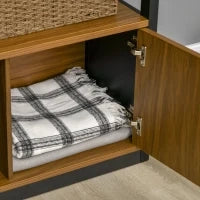 Mobile Libreria  4 Livelli Aperti con Armadietto, in Truciolato e MDF, 76.5x30x150 cm, Marrone e Nero