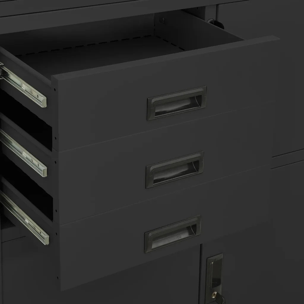 Armadio per Ufficio Antracite 90x40x180 cm in Acciaio 336416