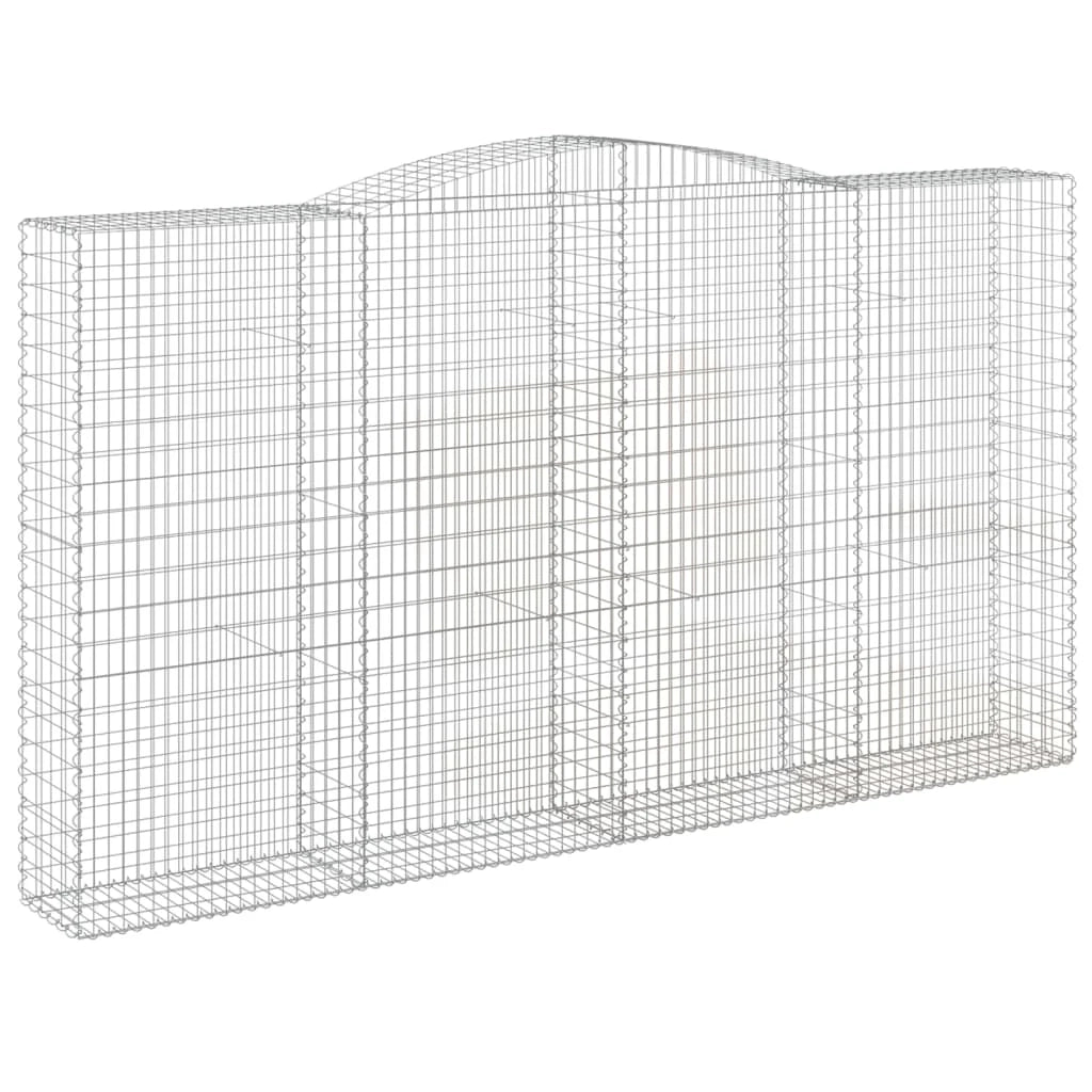 Cesto gabbione recinzione a gabbia muro di contenimento ad arco 400 x 50 x 220/240 cm ferro zincato argento 02_0040097
