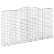 Cesto gabbione recinzione a gabbia muro di contenimento ad arco 400 x 50 x 220/240 cm ferro zincato argento 02_0040097