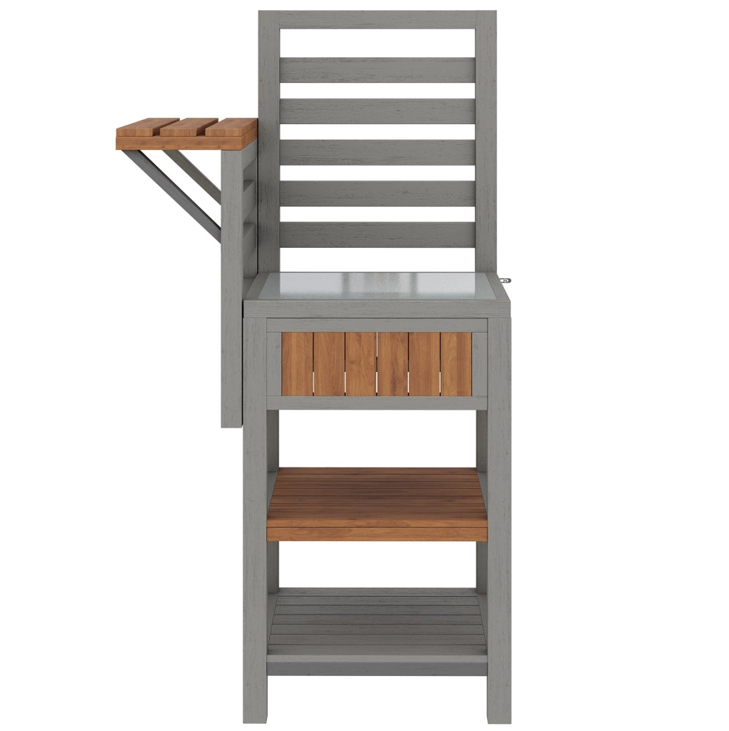 Mobile da esterno multifunzione con lavello a secco e rubinetto; 80 x 51 x 148;5 cm; legno naturale