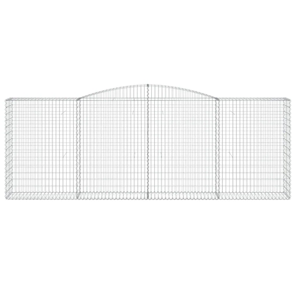 Cestini gabbioni recinzione a gabbia muro di contenimento ad arco 6 pezzi 400 x 50 x 140/160 cm ferro zincato argento 02_0041052