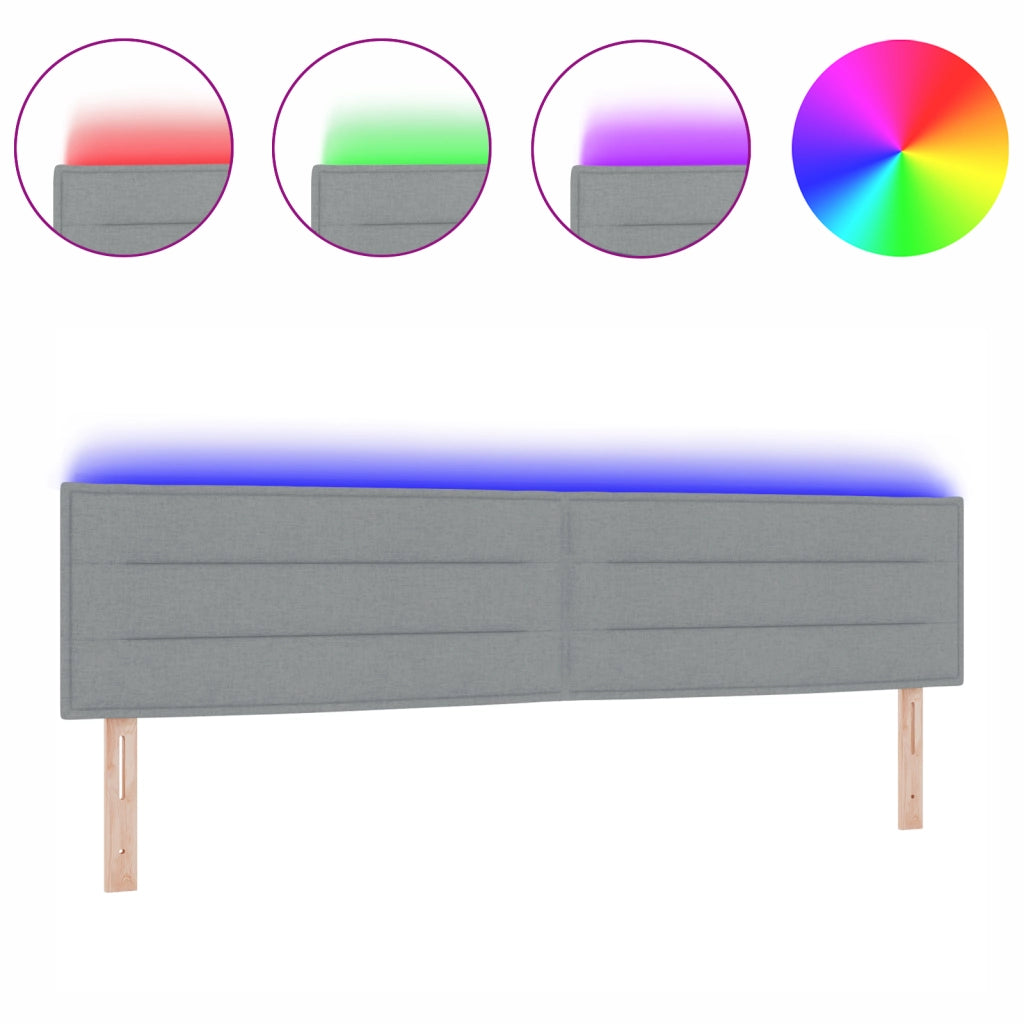 Testiera LED Design Linee Grigio Chiaro 200 cm Tessuto