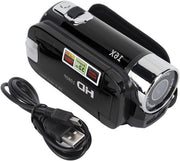Videocamera digitale 16MP, camcorder con schermo TFT da 27 pollici, schermo girevole, 16x zoom digitale, videocamera con cavo USB, nero, alta qualità registrazione video.