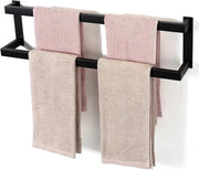 Sostegno per Asciugamani - Doppio Strato - Organizzazione Bagno - Acciaio Inossidabile - 60 cm - Nero Opaco