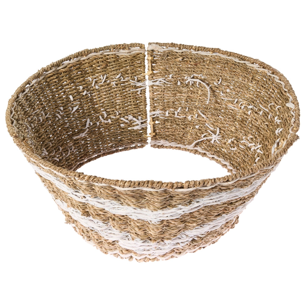 Collare dell'albero di Natale naturale con seagrass bianco ⌀ 60 cm Accessori rotondi fatti a mano