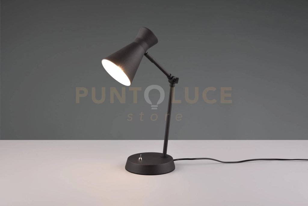 ENZO LAMPADA DA TAVOLO DIFFUSORE DOPPIO CONO METALLO NERO H. 50CM 1 LUCE ATTACCO E27