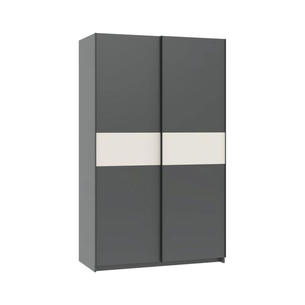 Armadio Camera da Letto Maba, Guardaroba 2 Ante 2 Ripiani, 120x204h cm Nero Antracite