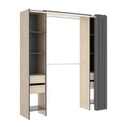 Guardaroba Era, Struttura per cabina armadio, Mobile appendiabiti aperto, 180x50h205 cm, Rovere e Antracite
