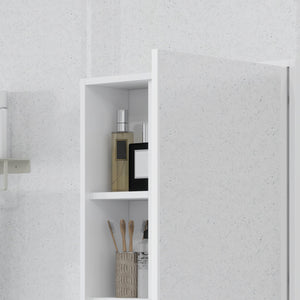 Armadietto con Specchio da Bagno con Mensole a Giorno 60x15x76cm Bianco