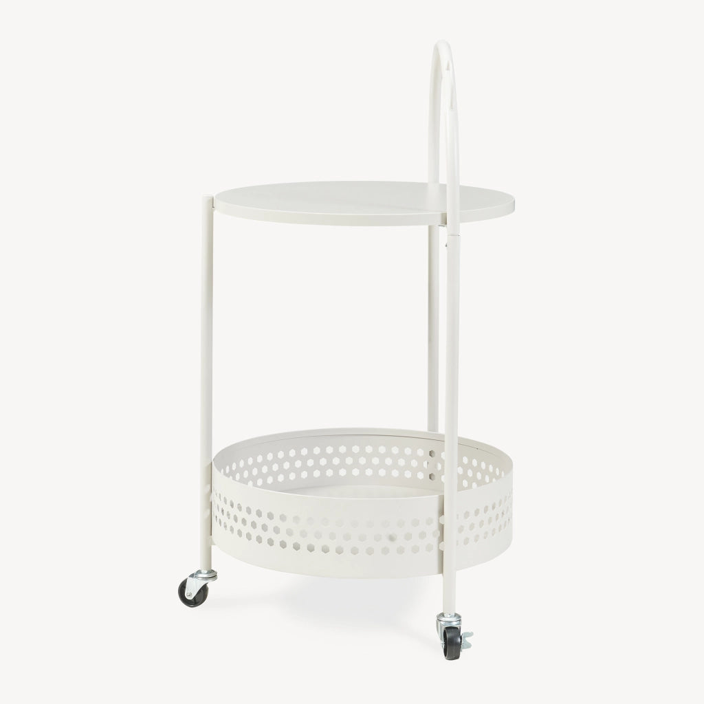 Carrello Portaoggetti Jässaatka a Rotelle Tavolino Rotondo in Acciaio con 2 Ripiani 76 x Ø40 cm - Grigio [en.casa]