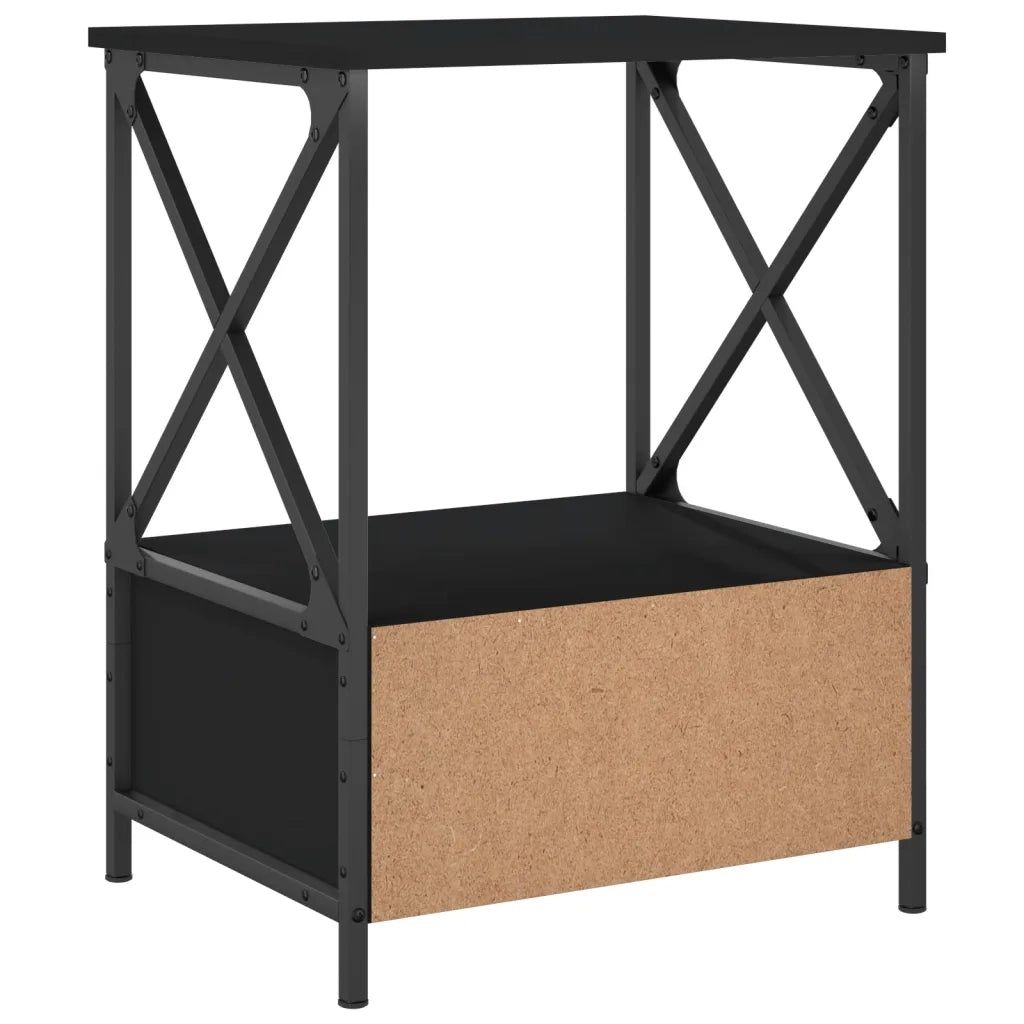 Set di 2 Comodini | Armadio da Notte | Mobiletto da notte Neri 50x41x65 cm in Legno Multistrato