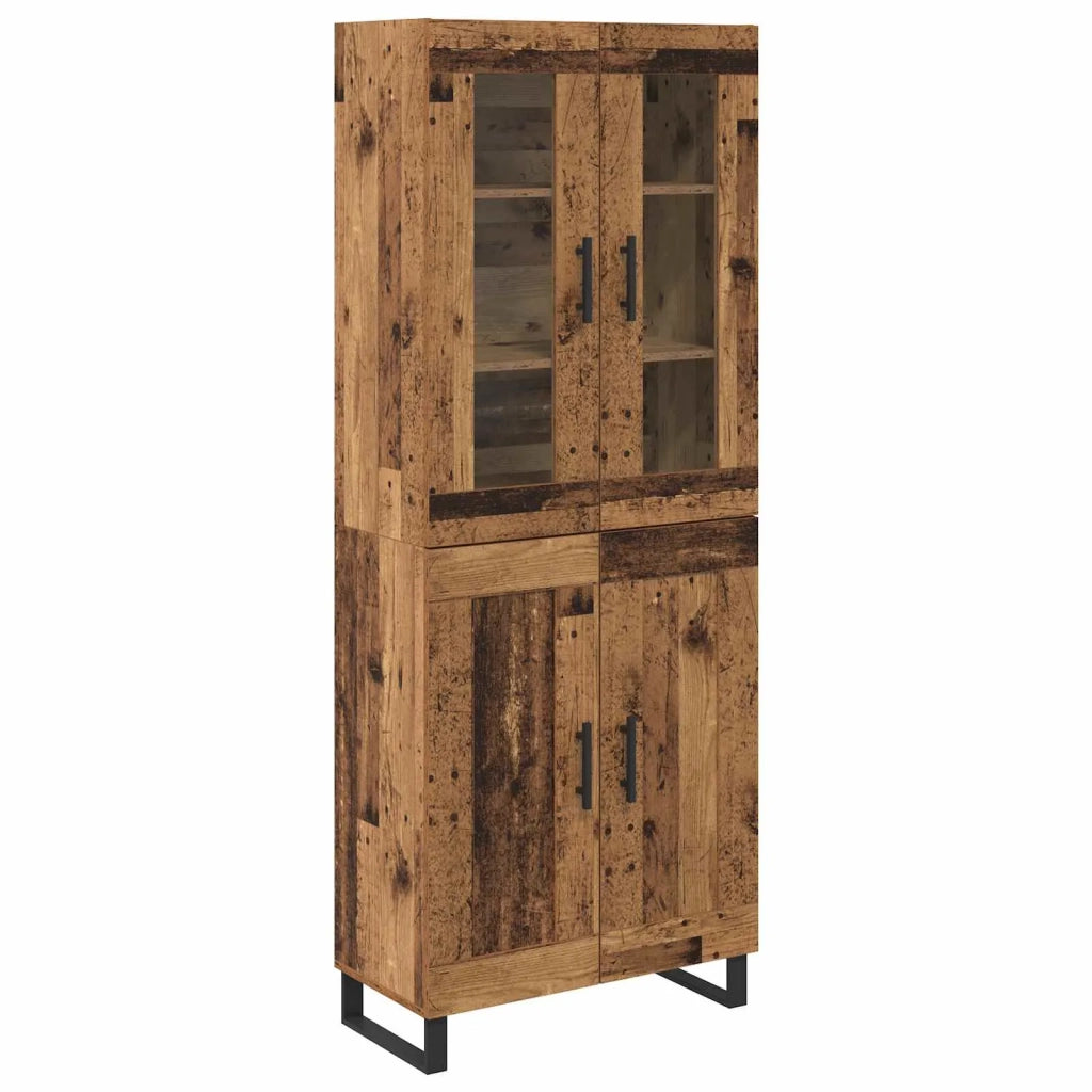 Credenza 2 pz-Set di 2 Buffet-Armadio da cucina Legno vecchio Legno Stratificato e Vetro 855750