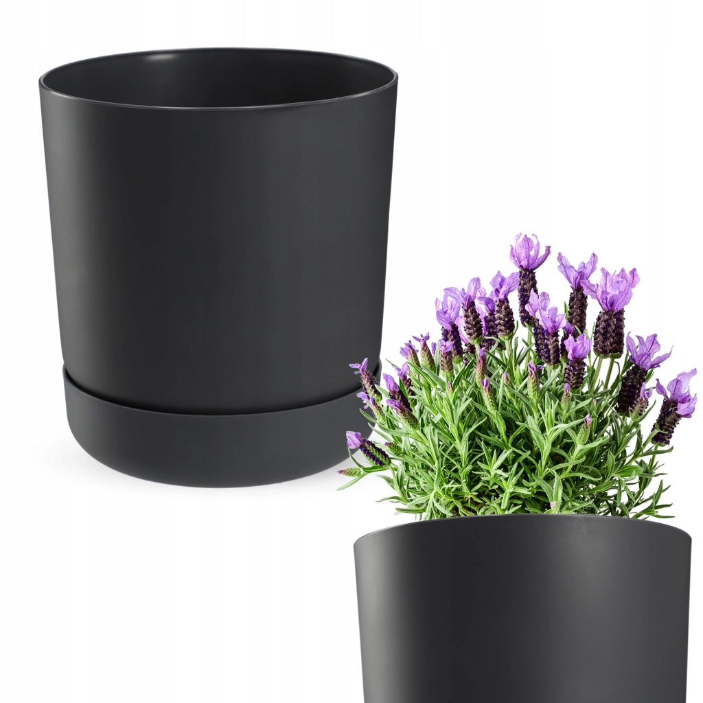 Vaso da fiori KADAX con supporto, coperchio, ciotola rotonda, 13 cm, antracite