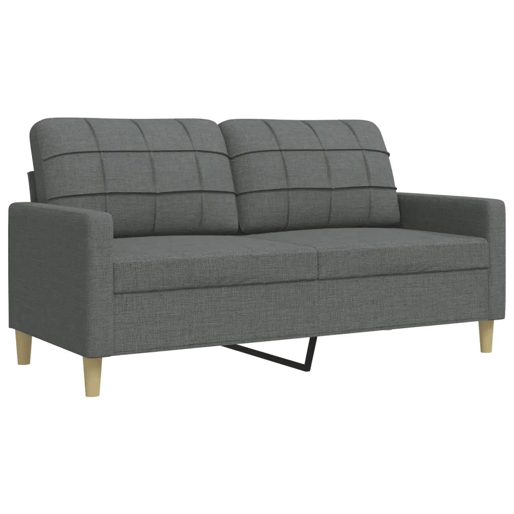 Set di Divani 4 pz con Poggiapiedi Grigio Scuro in Tessuto