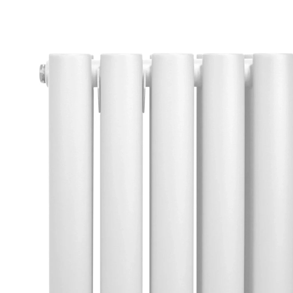 Radiatore a colonna ovale e valvole cromate TRV Designer bianco 1600mm x 240mm