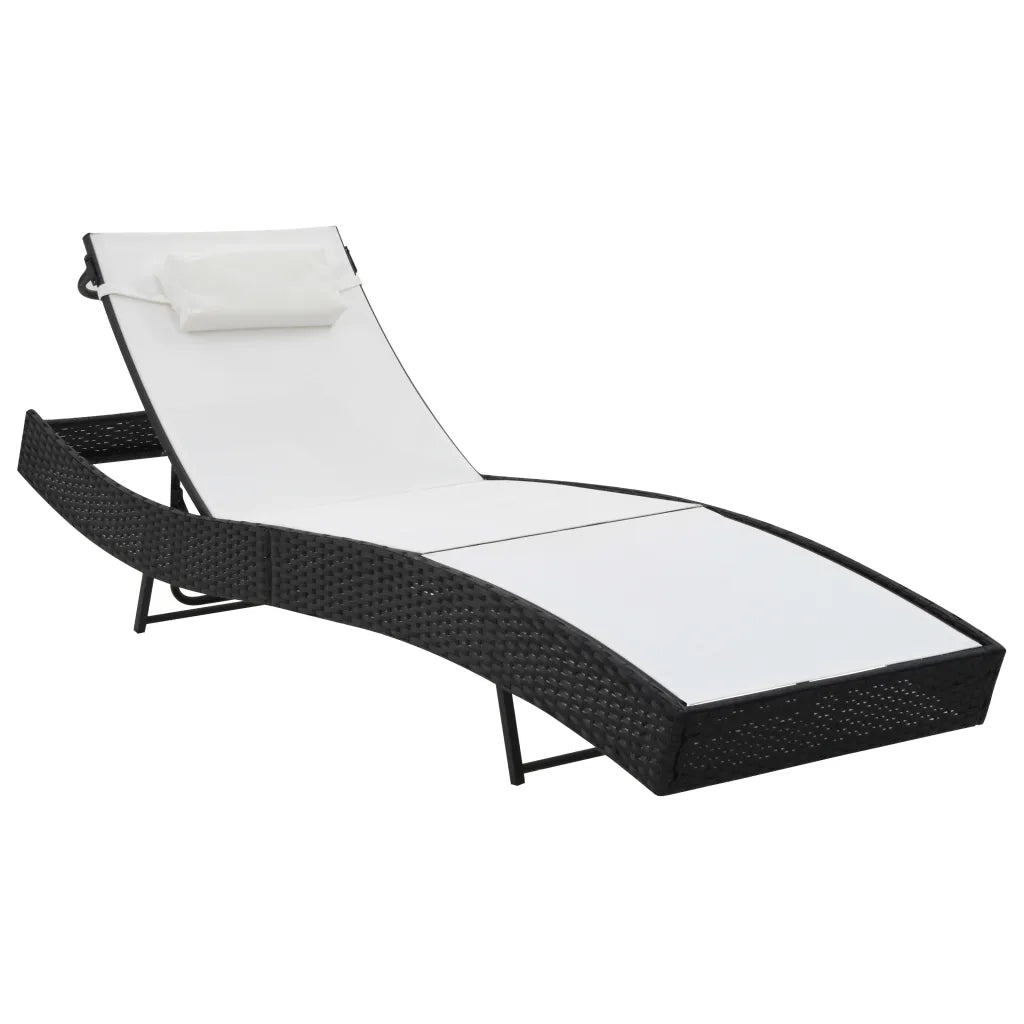 Lettini Prendisole 2 pz e Tavolo in Polyrattan e Textilene Nero 44894