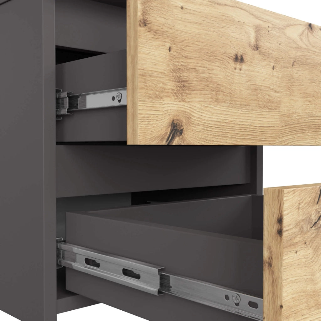 Comodino AKORD CL2 Grigia Grafite 40 cm 2 cassetti inserto frontale Quercia Artisan 40x35x40 cm
