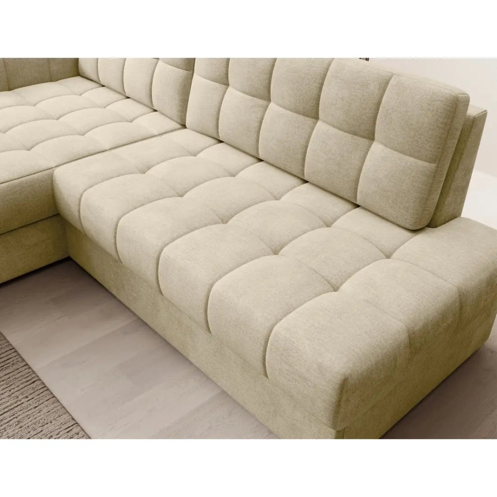 Divano angolare convertibile CUBITO beige 240 cm con contenitore e letto
