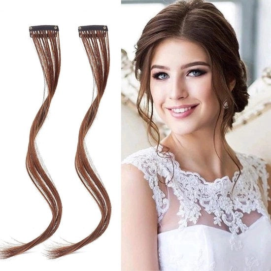 Set di 2 clip-in pony per estensione capelli - Pony laterale con ciocche ondulate