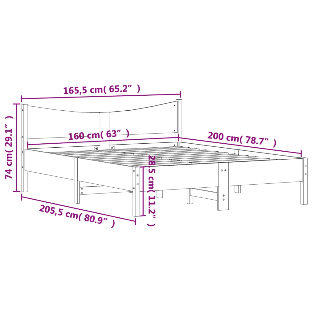 Giroletto senza Materasso 160x200 cm in Legno Massello di Pino 3216363