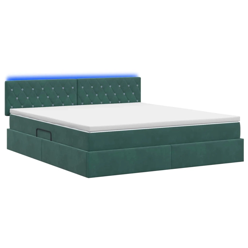 Letto con contenitore LED e materasso Verde Scuro 180 x 200 cm 3459207