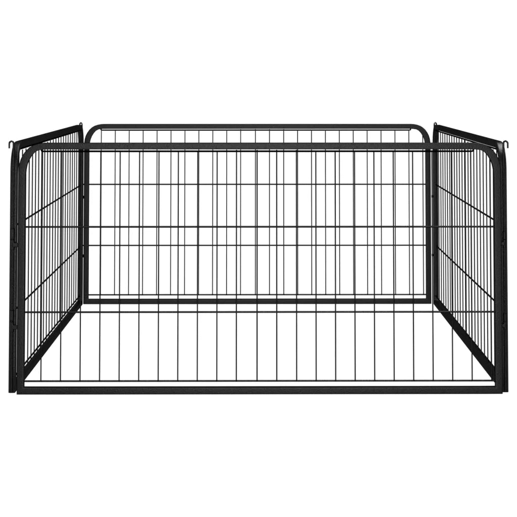 Box Cani a 4 Pannelli Nero 100x50cm Acciaio Verniciato Polvere CFW4860575