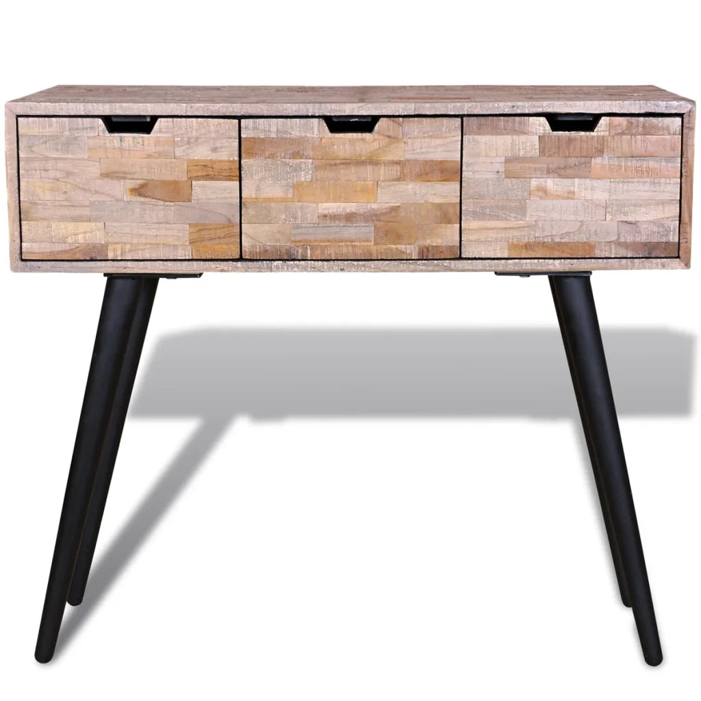 Tavolo Consolle con 3 Cassetti in Legno di Recupero di Teak 241709