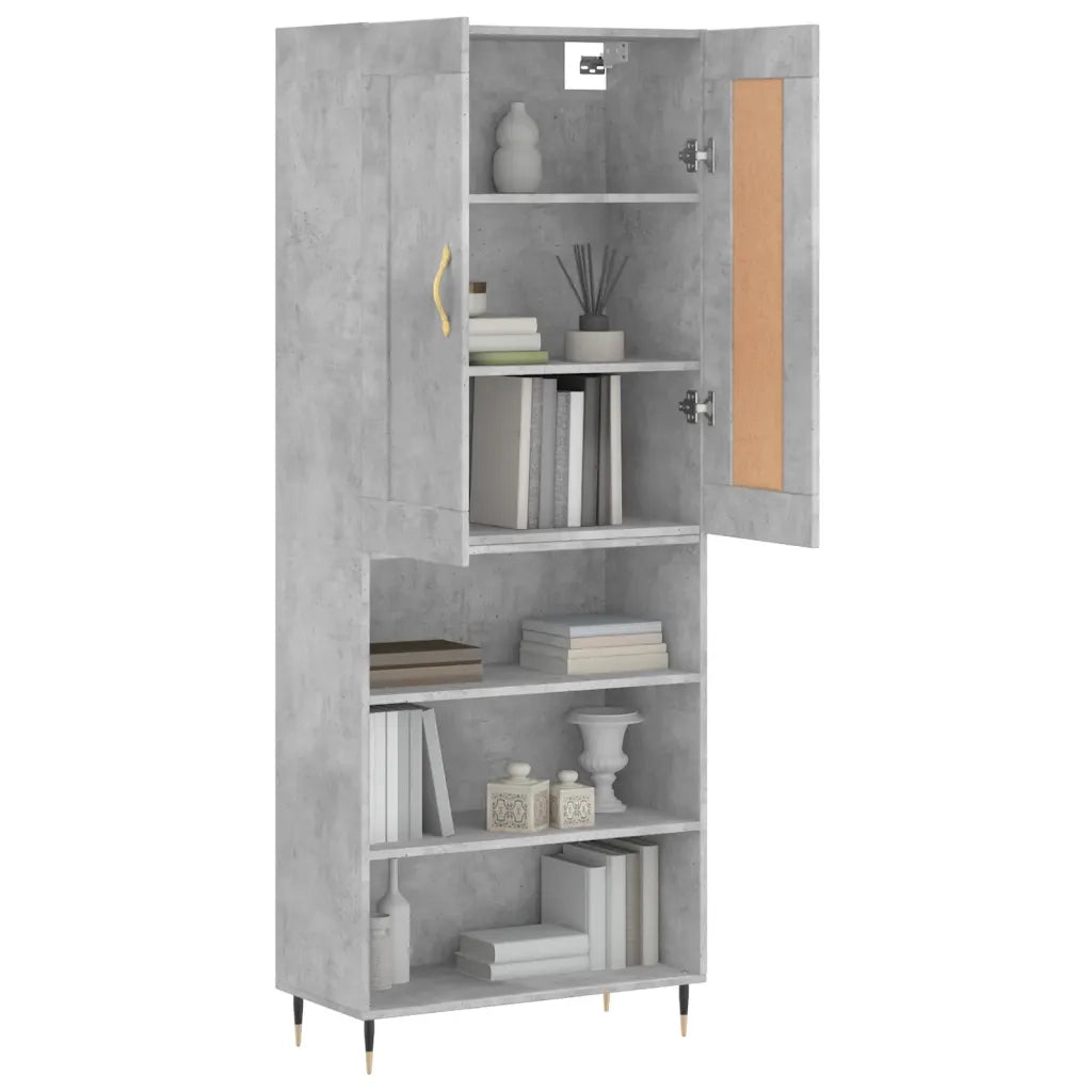 Credenza-Buffet-Armadio da cucina Grigio Cemento 69,5x34x180 cm in Legno Multistrato 998562
