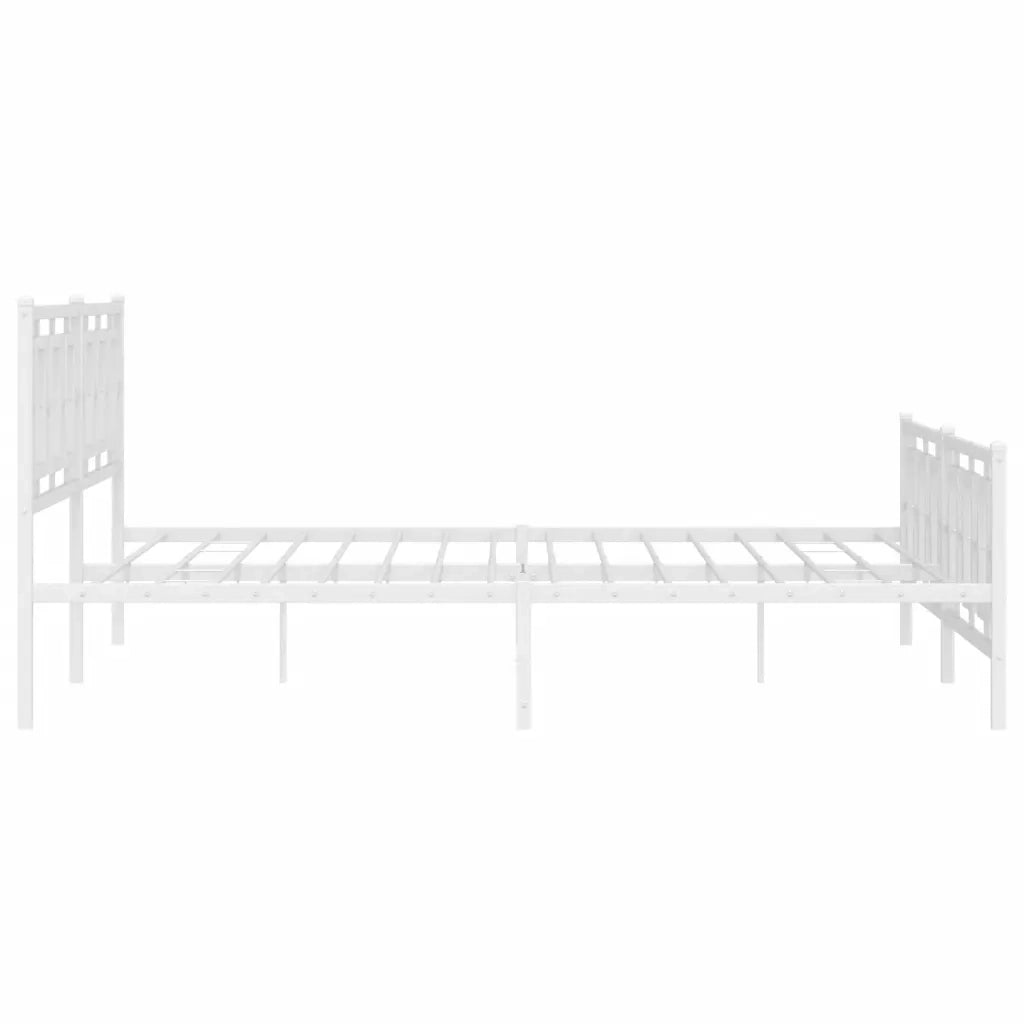Giroletto con Testiera e Pediera Metallo Bianco 200x200 cm 374315