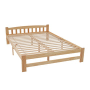 Letto Matrimoniale Letto in Legno Massello con Testiera e 15 Doghe; Superficie 140 × 200 cm; senza Materasso; Naturale