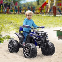 Quad Elettrico per Bambini 3-5 Anni a 12V con Fari e Pedale, in PP e Metallo 100x65x73 cm, Blu