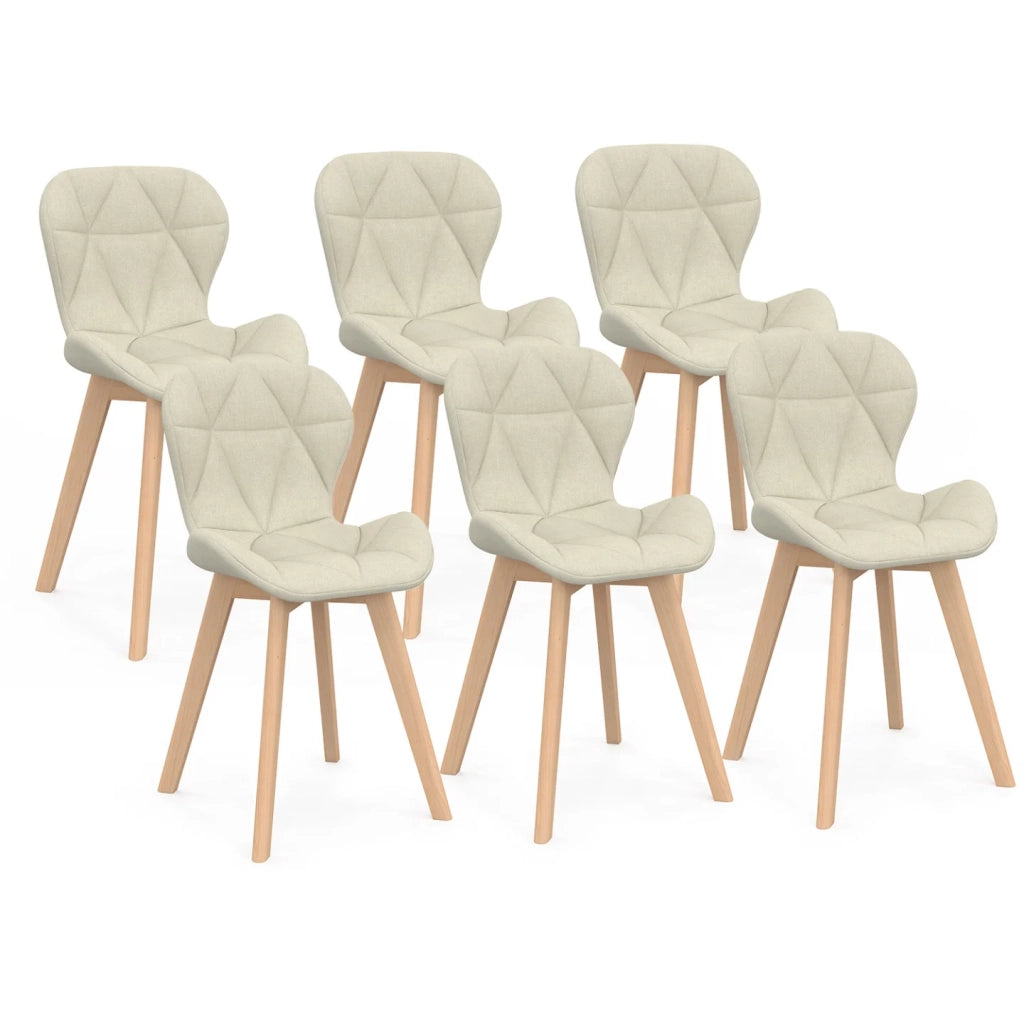 IDMarket - Set di 6 sedie da pranzo ROBINE in tessuto beige