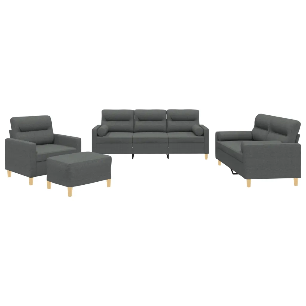 Set di Divani 4 pz con Cuscini Grigio Scuro in Tessuto 3201561