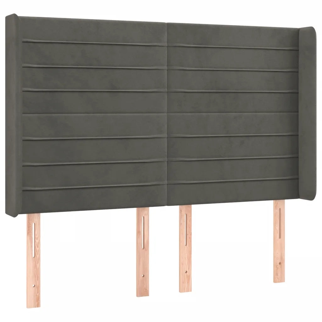 Testiera a LED-Testata con LED Grigio Scuro 147x16x118/128cm in Velluto 561622