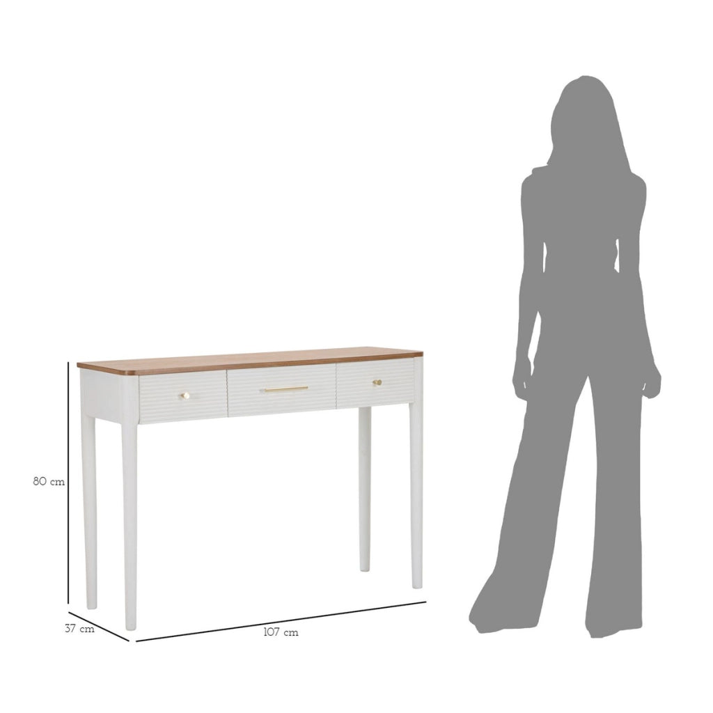 Tavolo Consolle VKH606, Bianco, Legno, 107x37x80 cm