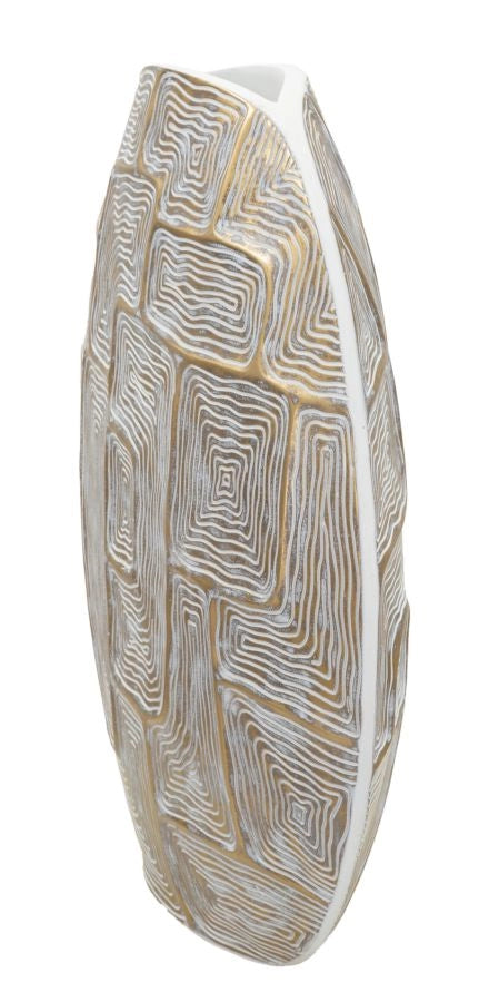 Vaso Resina Eclips 48x13x44,5 cm in Resina Oro e Bianco